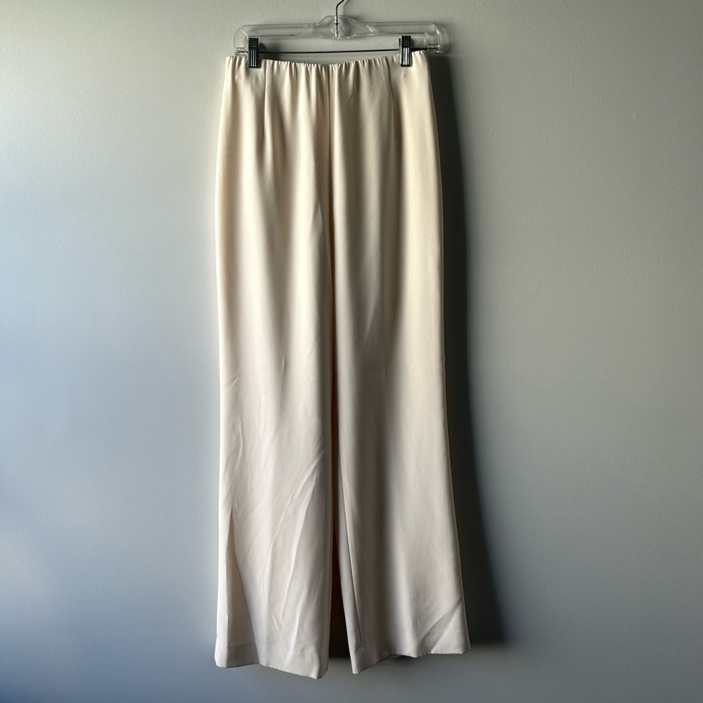 Lafayette 148 New York cream silk blend flowy pants
